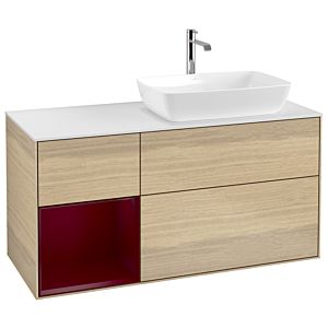 Villeroy et Boch Finion Villeroy et Boch G801HBPC 120cm, plaque de recouvrement blanc mat, Emotion, étagères Peony laqué mat, Oak Veneer