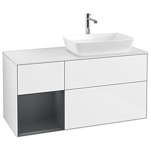 Villeroy and Boch Finion Villeroy and Boch Finion G801HGGF 120cm, cover plate matt white, Emotion, shelves Midnight matt lacquer, Glossy white lacquer