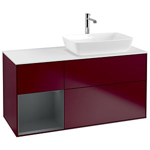 Villeroy und Boch Finion Waschtischunterschrank G801HGHB 120cm, Abdeckplatte white matt, Emotion, Regale Midnight matt lacquer, Peony Matt