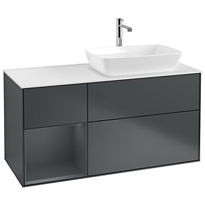 Villeroy und Boch Finion Waschtischunterschrank G801HGHG 120cm, Abdeckplatte white matt, Emotion, Regale Midnight matt lacquer, Midnight Blue Matt Lacquer