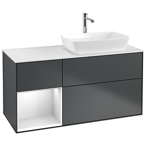 Villeroy und Boch Finion Waschtischunterschrank G801MTHG 120cm, Abdeckplatte white matt, Emotion, Regale White matt lacquer, Midnight Blue Matt Lacquer