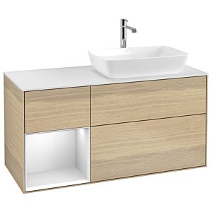 Villeroy und Boch Finion Waschtischunterschrank G801MTPC 120cm, Abdeckplatte white matt, Emotion, Regale White matt lacquer, Oak Veneer