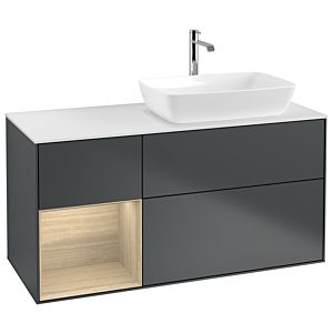 Villeroy und Boch Finion Waschtischunterschrank G801PCHG 120cm, Abdeckplatte white matt, Emotion, Regale Oak Veneer, Midnight Blue Matt Lacquer