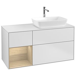 Villeroy et Boch Finion Villeroy et Boch G801PCMT 120cm, plaque de recouvrement blanc mat, Emotion, étagères Oak Veneer , laqué blanc mat