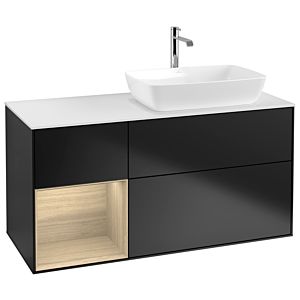 Villeroy and Boch Finion Villeroy and Boch Finion G801PCPD 120cm, cover plate white matt, Emotion, shelves Oak Veneer , black matt lacquer