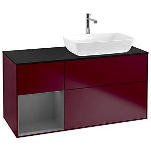 Villeroy und Boch Finion Waschtischunterschrank G802GKHB 120cm, Abdeckplatte black matt, Emotion, Regale Anthracite matt lacquer, Peony Matt
