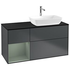 Villeroy and Boch Finion Villeroy and Boch Finion G802GMHG 120cm, cover plate black matt, Emotion, shelves olive matt lacquer, Midnight Blue Matt Lacquer