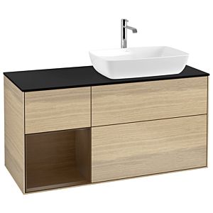 Villeroy et Boch Finion Villeroy et Boch G802GNPC 120cm, plaque de recouvrement noir mat, emotion, étagères Walnut Veneer , Oak Veneer