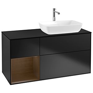 Villeroy and Boch Finion Villeroy and Boch Finion G802GNPD 120cm, cover plate black matt, Emotion, shelves Walnut Veneer , black matt lacquer