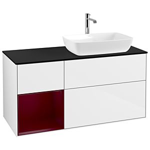 Villeroy and Boch Finion Villeroy and Boch Finion G802HBGF 120cm, black matt cover plate, Emotion, Peony matt lacquer shelves, glossy white lacquer