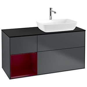 Villeroy und Boch Finion Waschtischunterschrank G802HBHG 120cm, Abdeckplatte black matt, Emotion, Regale Peony matt lacquer, Midnight Blue Matt Lacquer