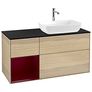 Villeroy et Boch Finion Villeroy et Boch G802HBPC 120cm, plaque de finition noir mat, Emotion, étagères Peony laqué mat, Oak Veneer