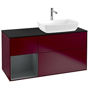 Villeroy und Boch Finion Waschtischunterschrank G802HGHB 120cm, Abdeckplatte black matt, Emotion, Regale Midnight matt lacquer, Peony Matt
