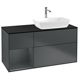 Villeroy et Boch Finion Villeroy et Boch G802HGHG 120cm, plaque de recouvrement noire mate, Emotion, étagères laqué mat Midnight, Midnight Blue Matt Lacquer