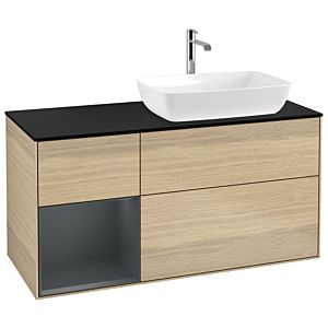 Villeroy et Boch Finion Villeroy et Boch G802HGPC 120cm, plaque de recouvrement noir mat, Emotion, étagères laqué mat Midnight, Oak Veneer