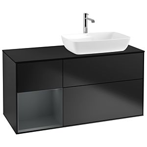 Villeroy and Boch Finion Villeroy and Boch Finion G802HGPD 120cm, black matt cover plate, Emotion, Midnight matt lacquer shelves, black matt lacquer