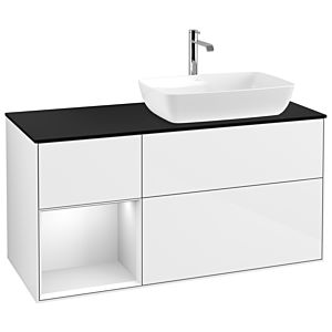 Villeroy and Boch Finion Villeroy and Boch Finion G802MTGF 120cm, cover plate black matt, Emotion, shelves white matt lacquer, glossy white lacquer