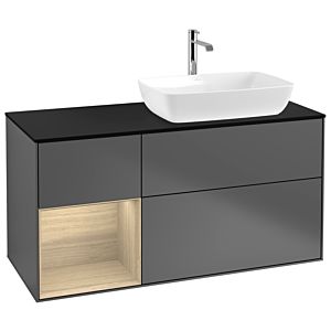Villeroy et Boch Finion G802PCGK 120cm, plaque de recouvrement noir mat, emotion, étagères Oak Veneer , anthracite mat