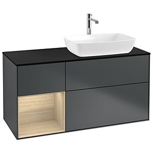 Villeroy und Boch Finion Waschtischunterschrank G802PCHG 120cm, Abdeckplatte black matt, Emotion, Regale Oak Veneer, Midnight Blue Matt Lacquer