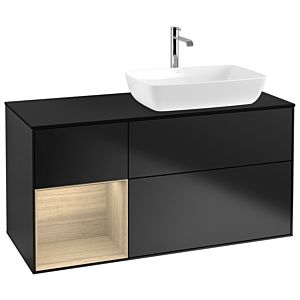 Villeroy und Boch Finion Waschtischunterschrank G802PCPD 120cm, Abdeckplatte black matt, Emotion, Regale Oak Veneer, Black matt lacquer