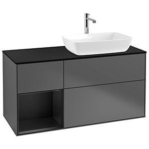 Villeroy and Boch Finion Villeroy and Boch Finion G802PDGK 120cm, cover plate matt black, Emotion, shelves matt black lacquer, matt anthracite