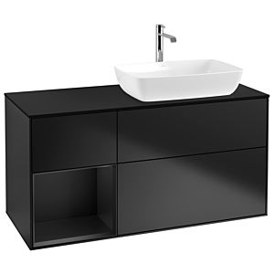 Villeroy et Boch Finion Villeroy et Boch G802PDPD 120cm, plaque de recouvrement noir mat, Emotion, étagères Laque noire mate, Laque noire mate