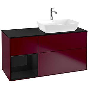 Villeroy and Boch Finion Villeroy and Boch Finion G802PHHB 120cm, black matt cover plate, Emotion, glossy black lacquer shelves, Peony Matt