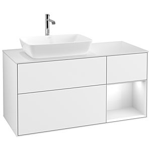 Villeroy and Boch Finion Villeroy and Boch Finion G811GFGF 120cm, cover plate matt white, Emotion, shelves Glossy white lacquer, Glossy white lacquer