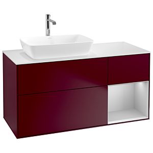 Villeroy und Boch Finion Waschtischunterschrank G811GJHB 120cm, Abdeckplatte white matt, Emotion, Regale Light grey matt lacquer, Peony Matt