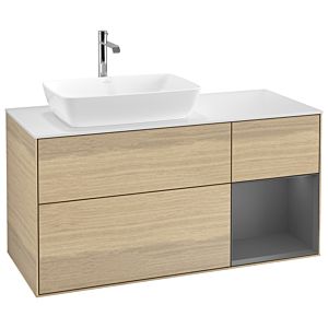 Villeroy et Boch Finion Villeroy et Boch G811GKPC 120cm, plaque de recouvrement blanc mat, Emotion, étagères laqué anthracite mat, Oak Veneer