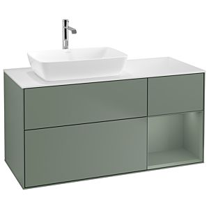 Villeroy und Boch Finion Waschtischunterschrank G811GMGM 120cm, Abdeckplatte white matt, Emotion, Regale Olive matt lacquer, Olive Matt Lacquer