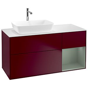 Villeroy et Boch Finion Villeroy et Boch G811GMHB 120cm, plaque de finition blanc mat, Emotion, étagères laqué mat olive, Peony Matt