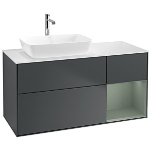Villeroy und Boch Finion Waschtischunterschrank G811GMHG 120cm, Abdeckplatte white matt, Emotion, Regale Olive matt lacquer, Midnight Blue Matt Lacquer