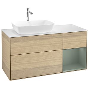 Villeroy et Boch Finion Villeroy et Boch G811GMPC 120cm, plaque de recouvrement blanc mat, Emotion, étagères laqué olive mat, Oak Veneer