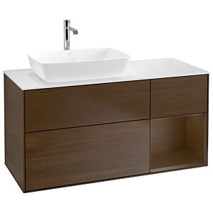 Villeroy und Boch Finion Waschtischunterschrank G811GNGN 120cm, Abdeckplatte white matt, Emotion, Regale Walnut Veneer, Walnut veneer