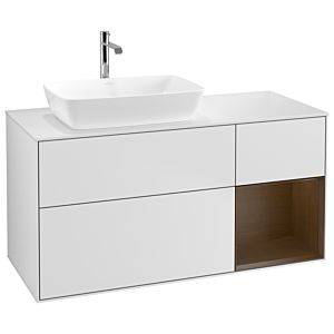 Villeroy and Boch Finion Villeroy and Boch Finion G811GNMT 120cm, cover plate white matt, Emotion, shelves Walnut Veneer , white matt lacquer