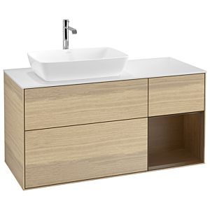 Villeroy und Boch Finion Waschtischunterschrank G811GNPC 120cm, Abdeckplatte white matt, Emotion, Regale Walnut Veneer, Oak Veneer