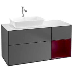 Villeroy und Boch Finion Waschtischunterschrank G811HBGK 120cm, Abdeckplatte white matt, Emotion, Regale Peony matt lacquer, Anthracite matt