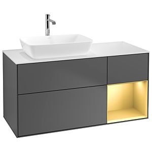 Villeroy and Boch Finion Villeroy and Boch Finion G811HFGK 120cm, cover plate white matt, Emotion, shelves gold matt lacquer, anthracite matt