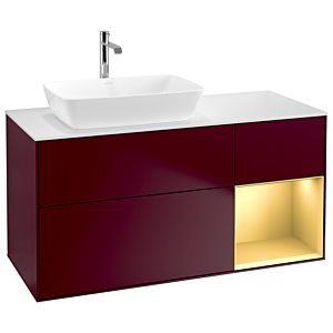 Villeroy et Boch Finion Villeroy et Boch G811HFHB 120cm, plaque de recouvrement blanc mat, Emotion, étagères laqué mat or, Peony Matt