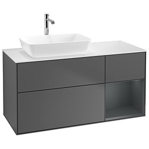 Villeroy et Boch Finion Villeroy et Boch G811HGGK 120cm, plaque de recouvrement blanc mat, Emotion, étagères Laque mat minuit, anthracite mat