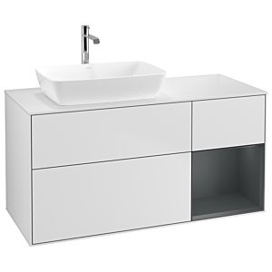 Villeroy and Boch Finion Villeroy and Boch Finion G811HGMT 120cm, cover plate matt white, Emotion, shelves Midnight matt lacquer, matt white lacquer