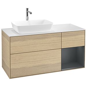 Villeroy et Boch Finion Villeroy et Boch G811HGPC 120cm, plaque de finition blanc mat, Emotion, étagères Laque mat minuit, Oak Veneer