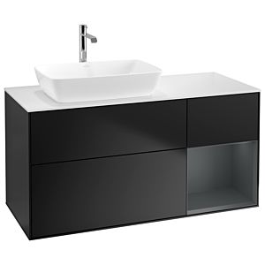 Villeroy et Boch Finion Villeroy et Boch G811HGPD 120cm, plaque de recouvrement blanc mat, Emotion, étagères Laque mat minuit, Laque noire mate