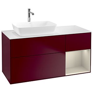 Villeroy und Boch Finion Waschtischunterschrank G811HHHB 120cm, Abdeckplatte white matt, Emotion, Regale sand matt lacquer, Peony Matt