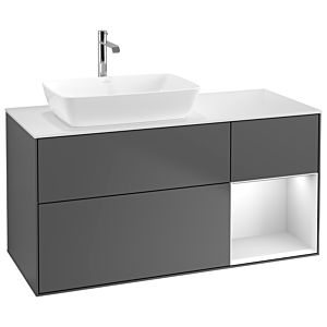 Villeroy and Boch Finion Villeroy and Boch Finion G811MTGK 120cm, cover plate matt white, Emotion, shelves matt white lacquer, matt anthracite