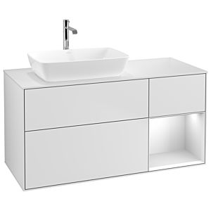 Villeroy et Boch Finion Villeroy et Boch G811MTMT 120cm, plaque de recouvrement blanc mat, Emotion, étagères laqué blanc mat, laqué blanc mat