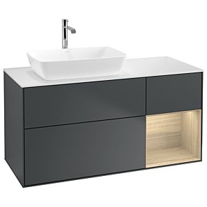 Villeroy und Boch Finion Waschtischunterschrank G811PCHG 120cm, Abdeckplatte white matt, Emotion, Regale Oak Veneer, Midnight Blue Matt Lacquer