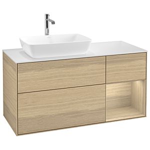 Villeroy et Boch Finion Villeroy et Boch G811PCPC 120cm, plaque de recouvrement blanc mat, emotion, étagères Oak Veneer , Oak Veneer