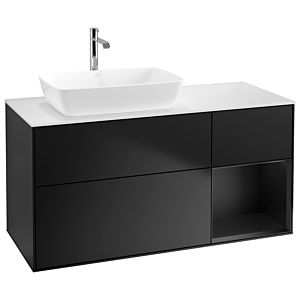 Villeroy und Boch Finion Waschtischunterschrank G811PDPD 120cm, Abdeckplatte white matt, Emotion, Regale Black matt lacquer, Black matt lacquer